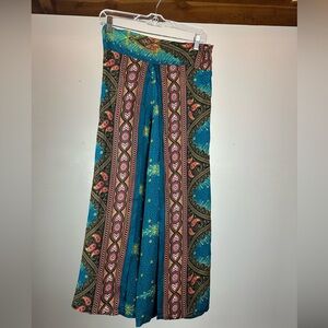 Bohemian Wide-Leg Pants with Multicolor Pattern